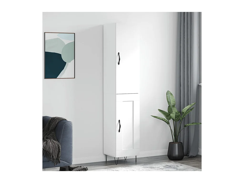 Buffet haut Blanc 34,5x34x180 cm Bois d'ingénierie QWE16488