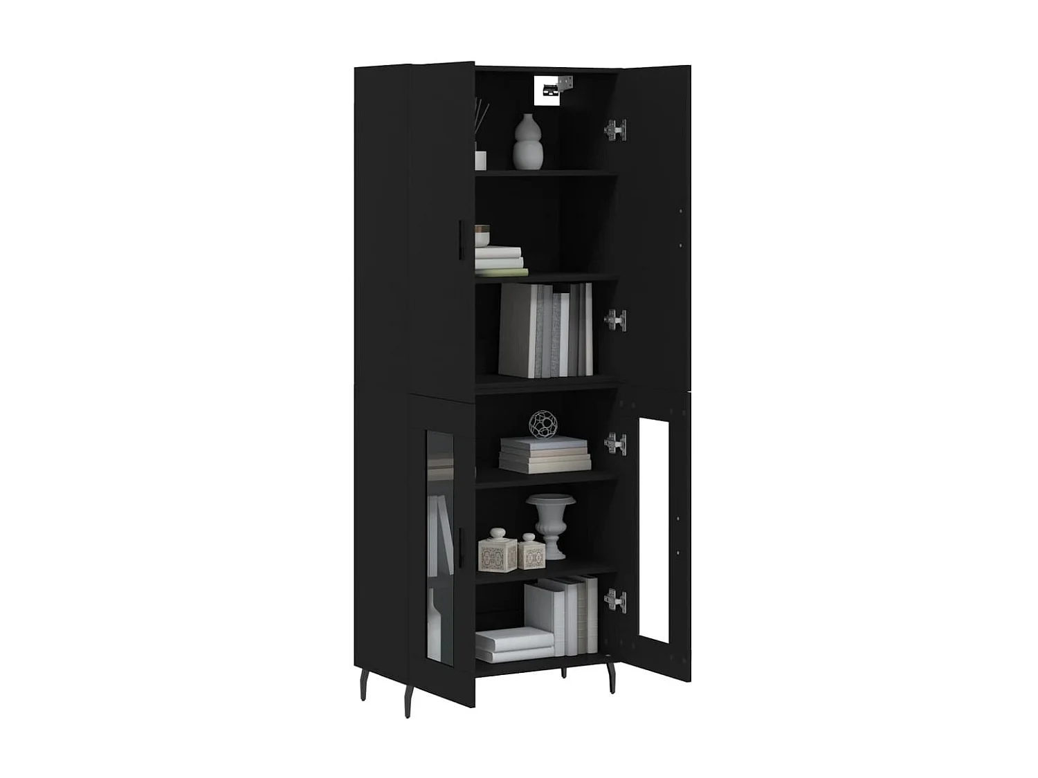 Highboard,Kommode Schwarz 69,5x34x180 cm Holzwerkstoff -gkd982499