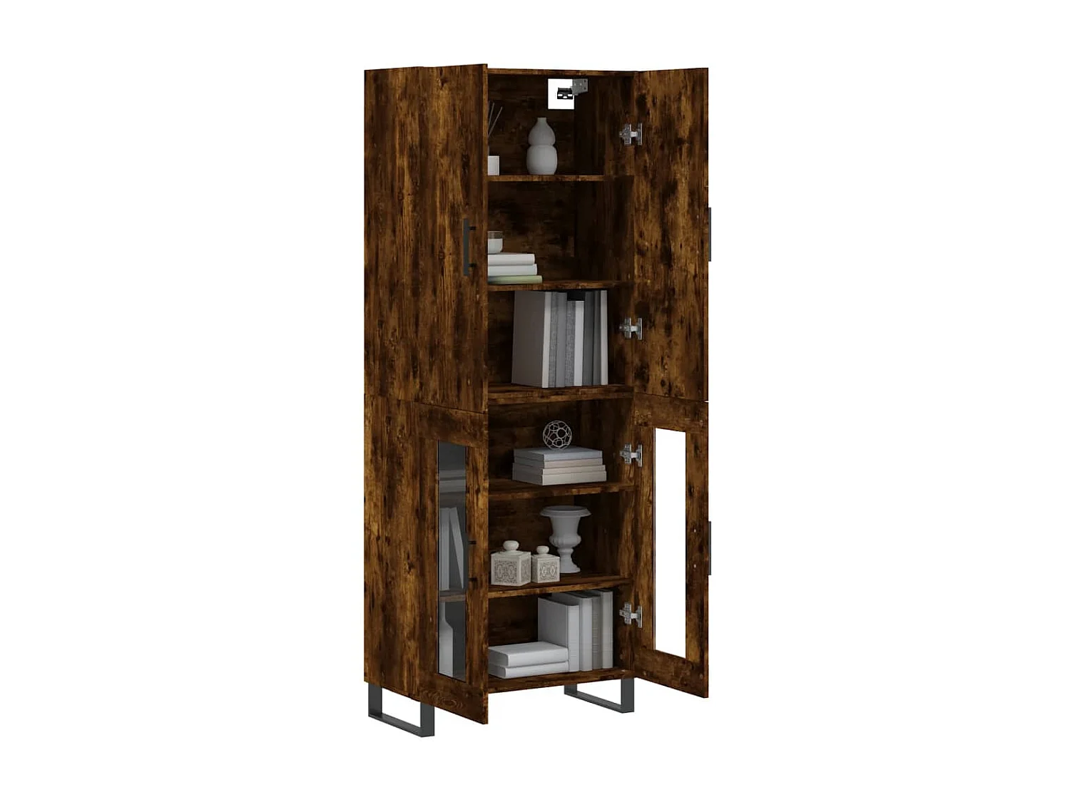 Aparador alto 69,5x34x180 cm madeira processada carvalho fumado PT719882