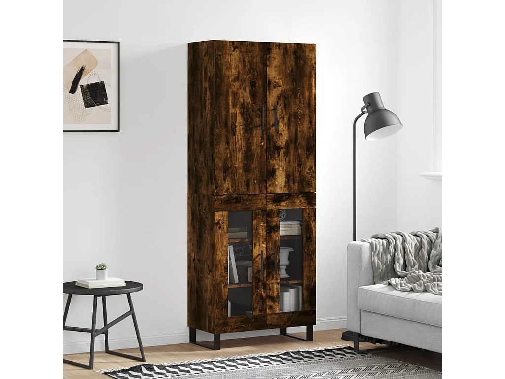 Buffet haut Chêne fumé 69,5x34x180 cm Bois d'ingénierie QWE68758