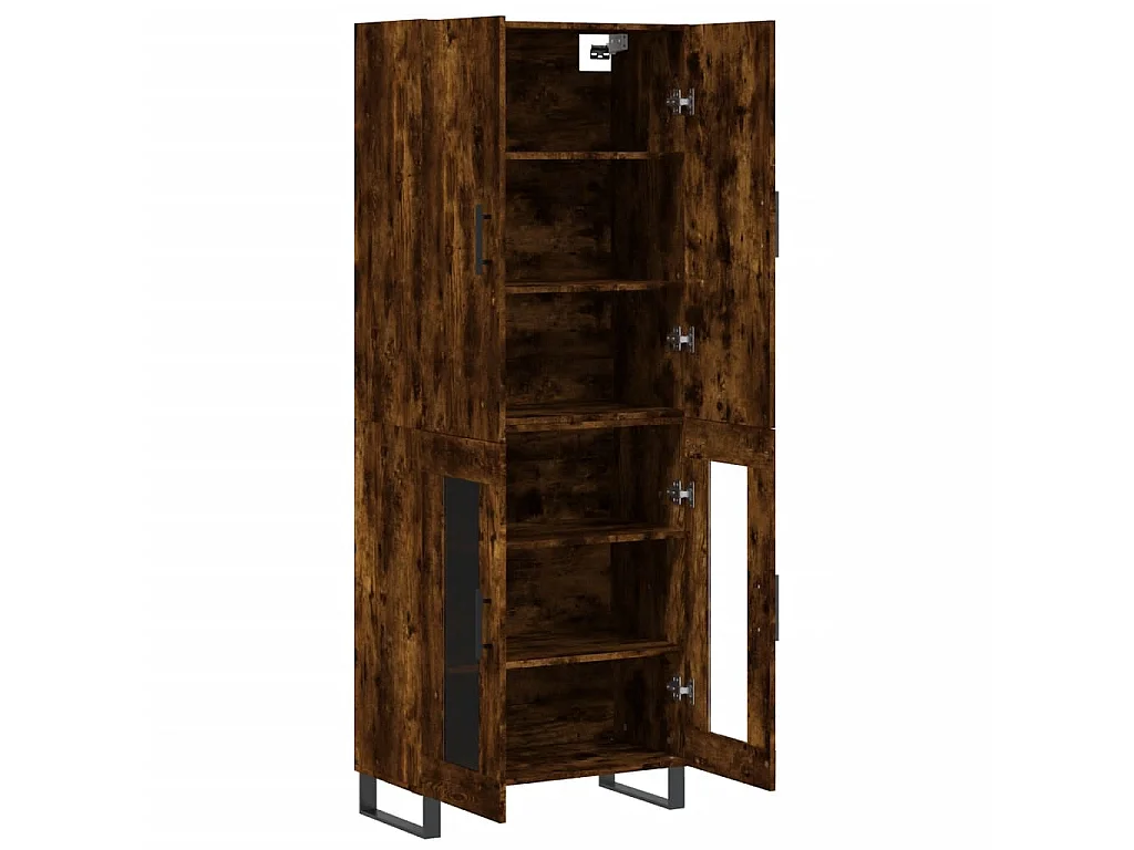 Buffet haut Chêne fumé 69,5x34x180 cm Bois d'ingénierie QWE68758