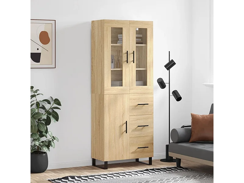 Hoge kast 69,5x34x180 cm bewerkt hout sonoma eikenkleurig NL92701