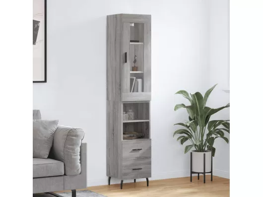 Kauf Unique Highboard,Kommode Grau Sonoma 34,5x34x180 cm Holzwerkstoff -gkd506852