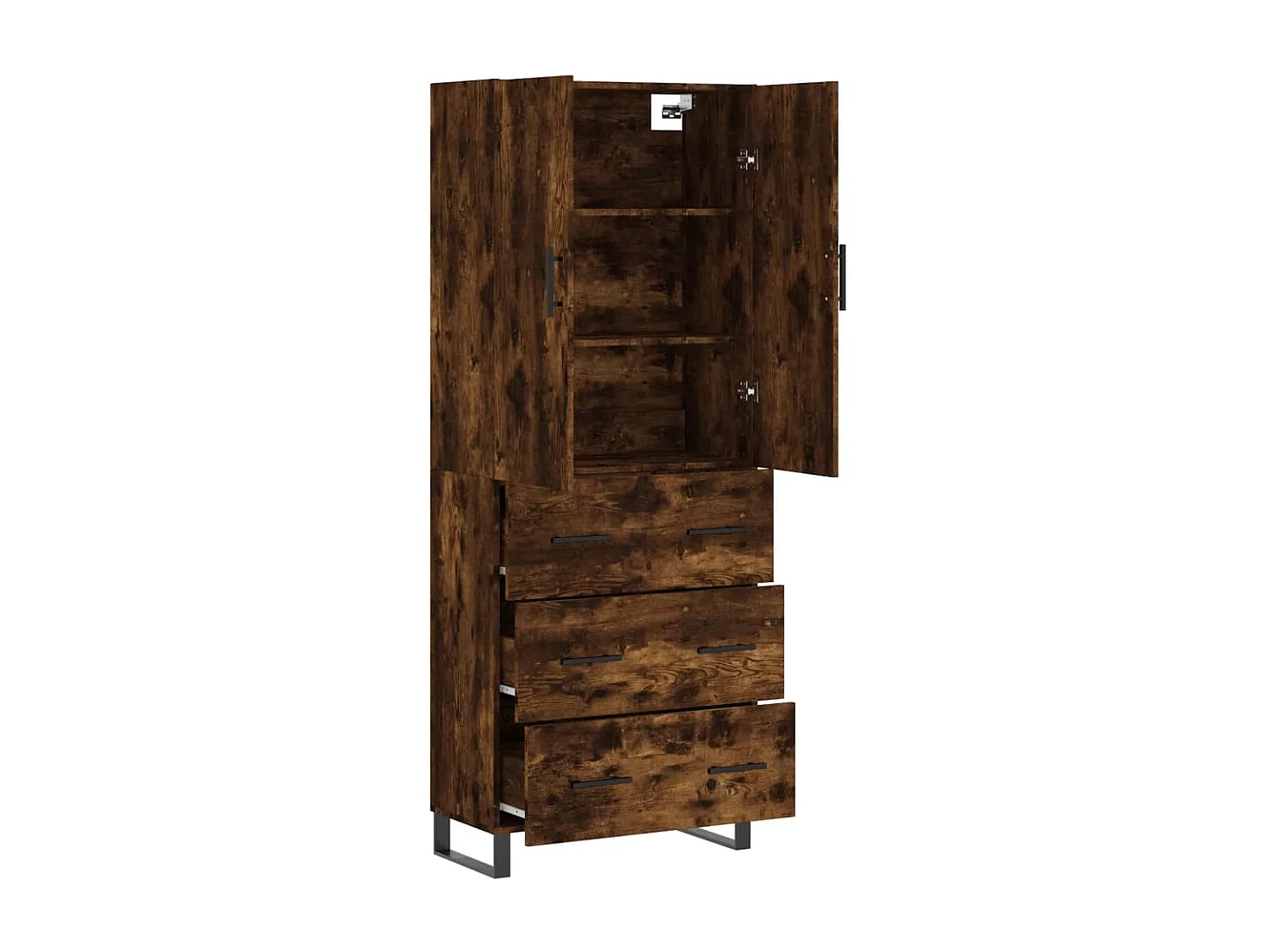 Aparador alto madera contrachapada roble ahumado 69,5x34x180 cm ES85803