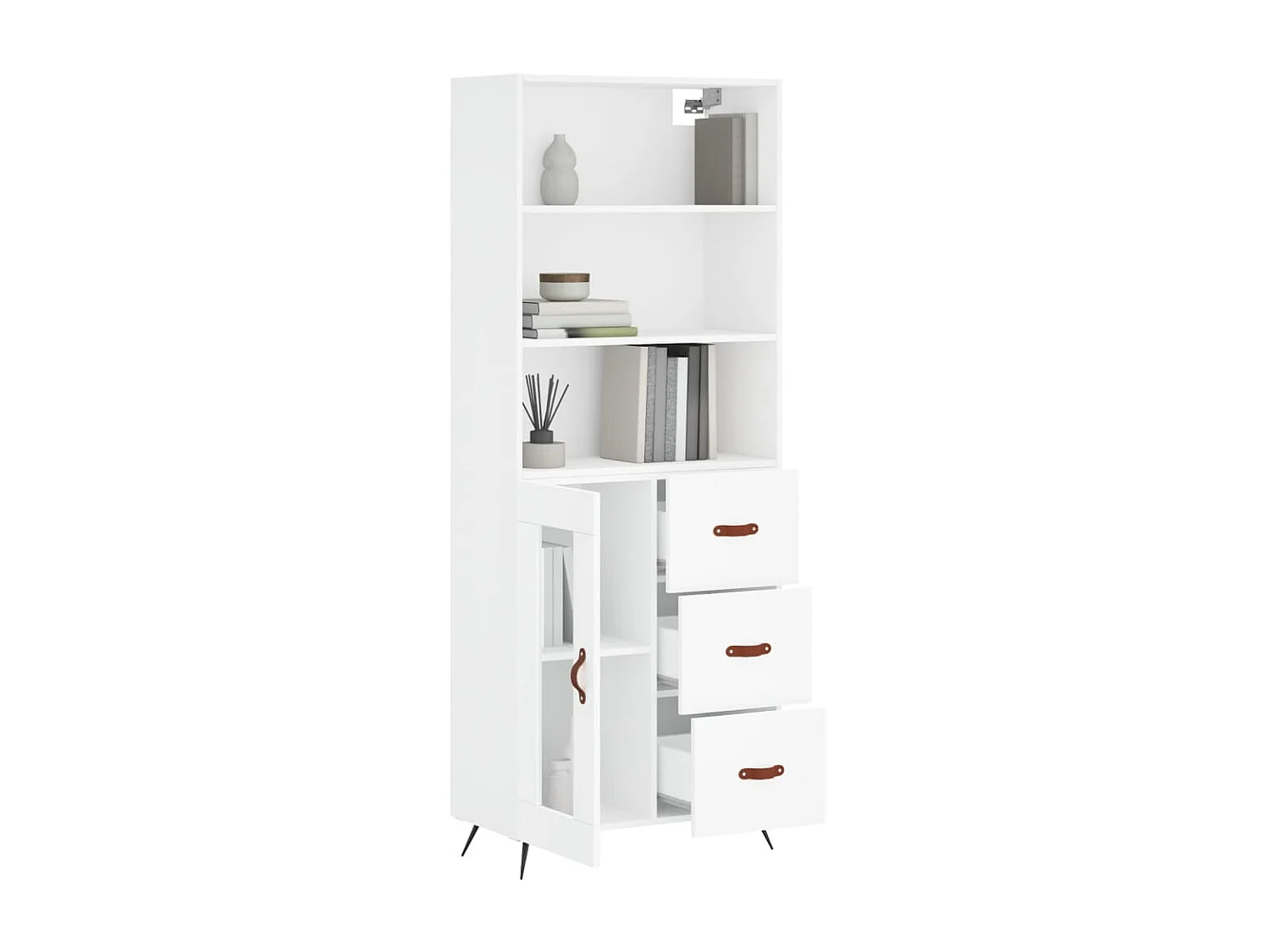 Aparador alto madera contrachapada blanco 69,5x34x180 cm ES83662