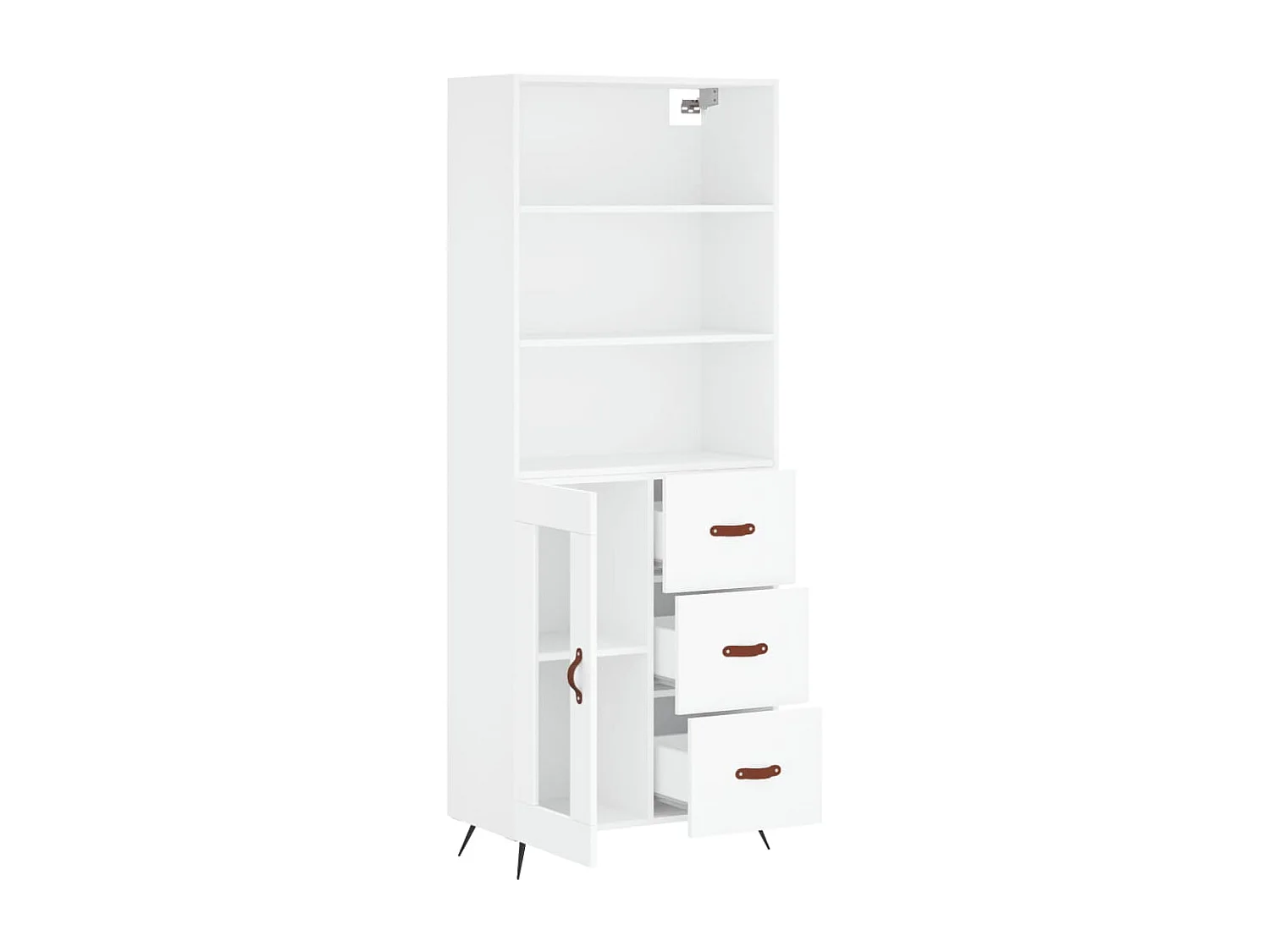 Aparador alto madera contrachapada blanco 69,5x34x180 cm ES83662