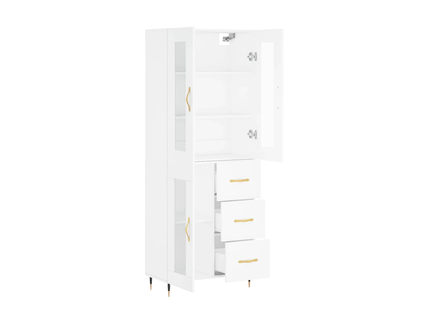 Buffet haut Blanc 69,5x34x180 cm Bois d'ingénierie QWE61055