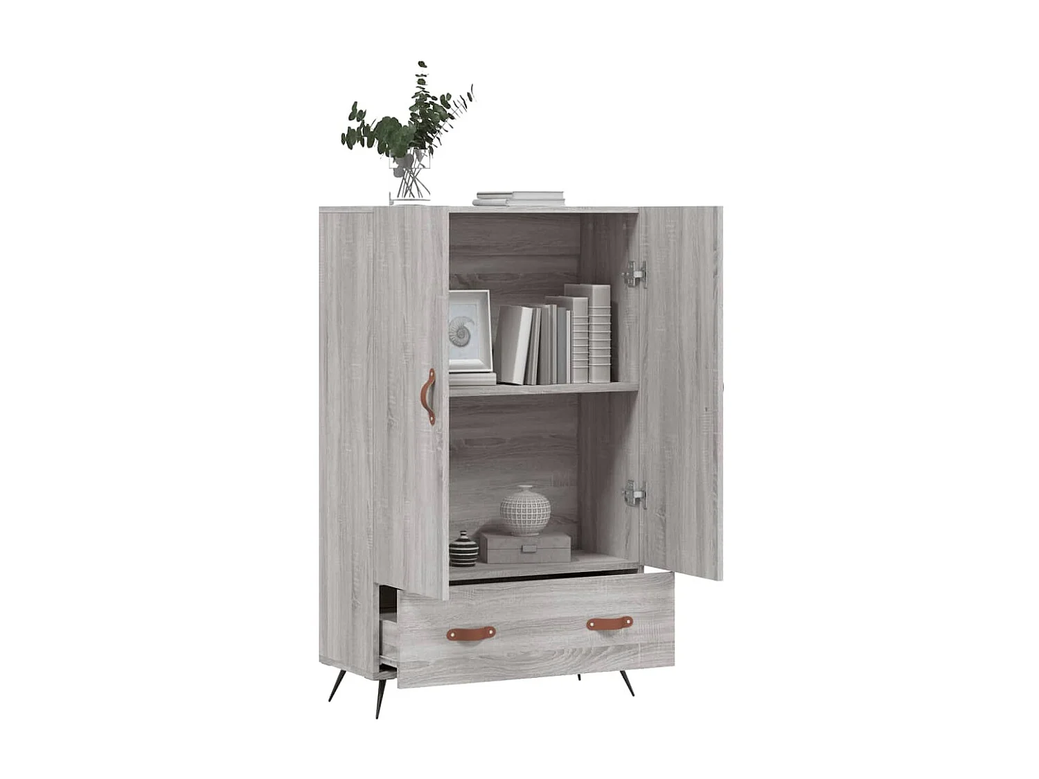 Buffet haut sonoma gris 69,5x31x115 cm bois d'ingénierie QWE38183