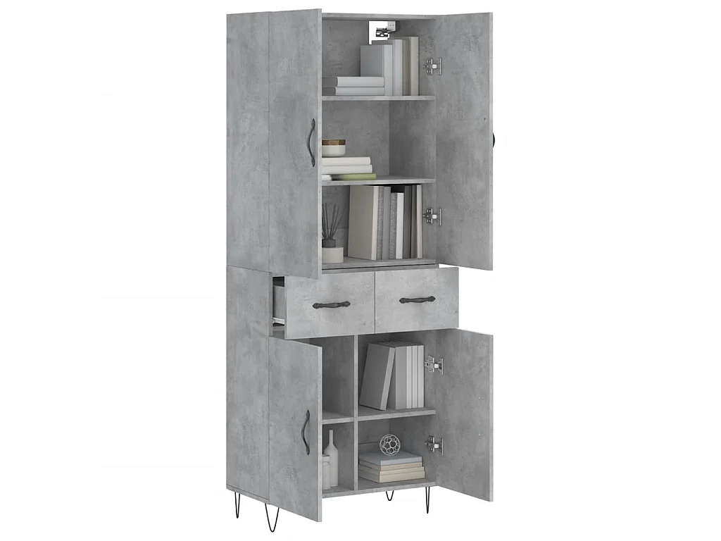 Aparador alto 69,5x34x180 cm derivados de madeira cinza cimento PT698101