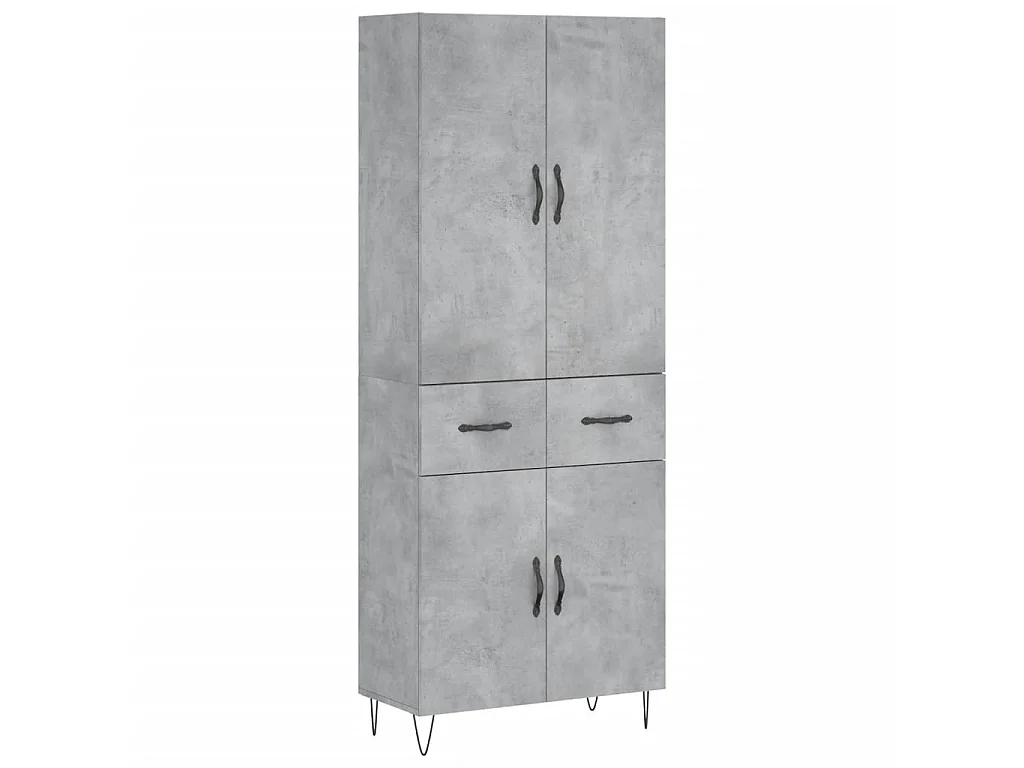 Buffet haut Gris béton 69,5x34x180 cm Bois d'ingénierie QWE97662
