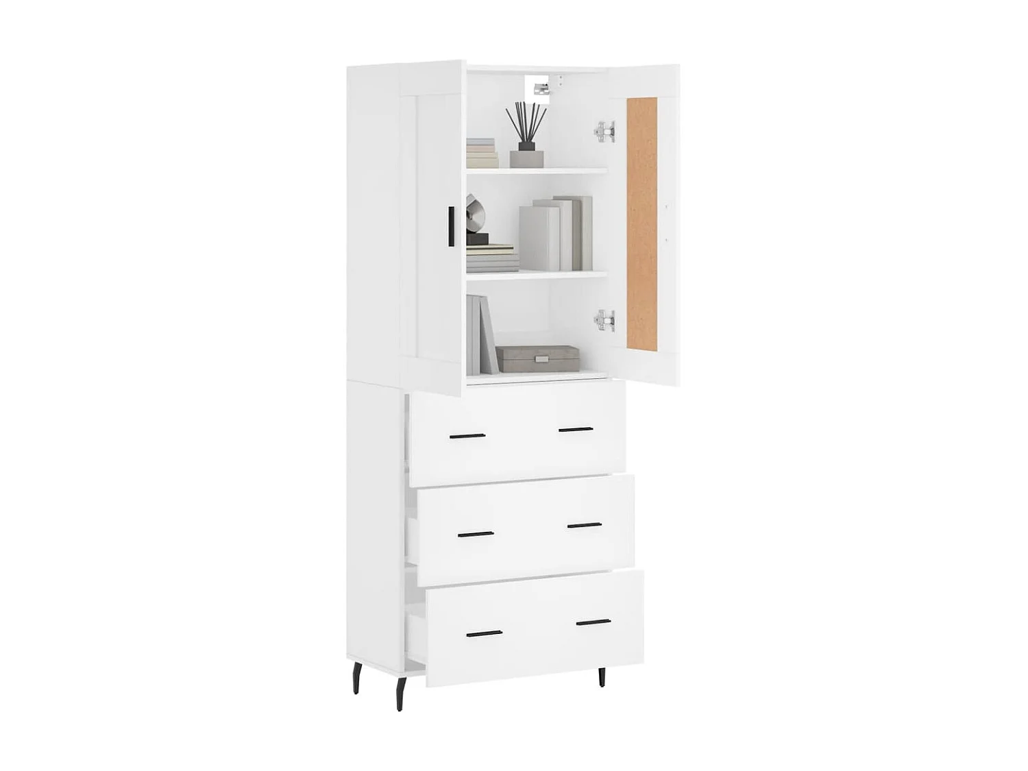 Highboard,Kommode Weiß 69,5x34x180 cm Holzwerkstoff -gkd714178