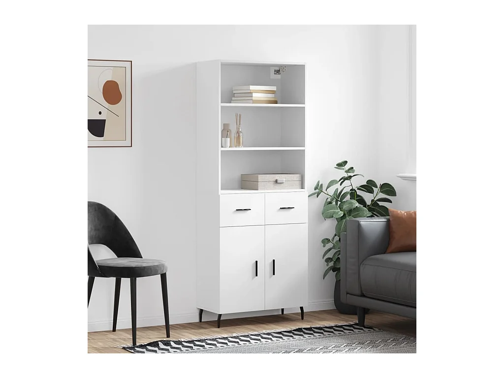 Buffet haut Blanc 69,5x34x180 cm Bois d'ingénierie QWE17649