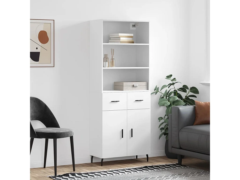 Highboard,Kommode Weiß 69,5x34x180 cm Holzwerkstoff -gkd484338