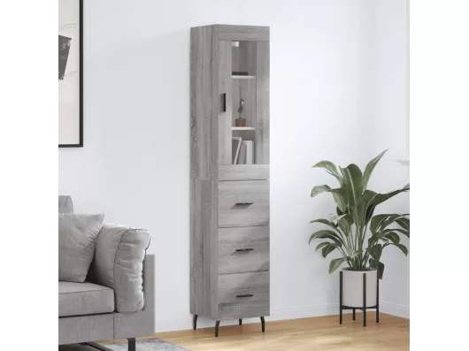 Kauf Unique Highboard,Kommode Grau Sonoma 34,5x34x180 cm Holzwerkstoff -gkd594048