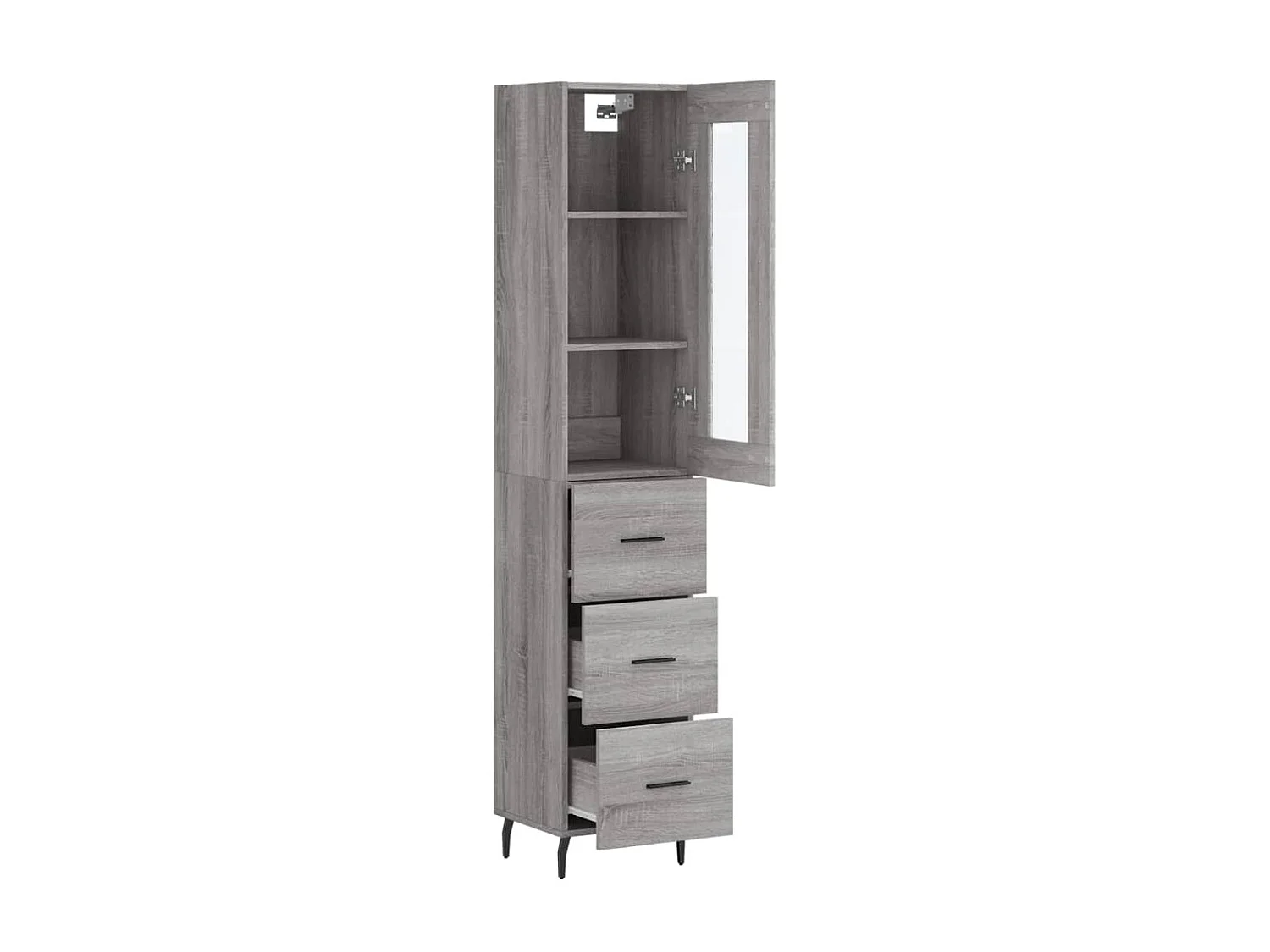 Aparador alto madera contrachapada gris Sonoma 34,5x34x180 cm ES51521