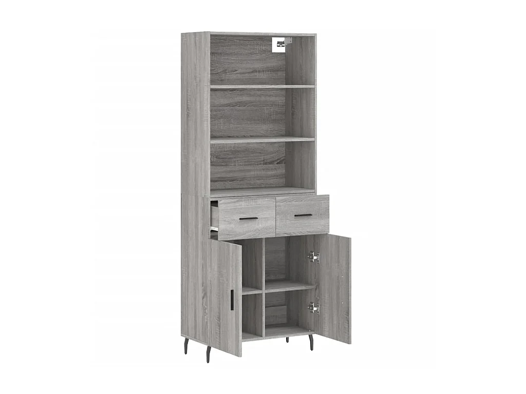 Aparador alto madera contrachapada gris sonoma 69,5x34x180 cm ES92882