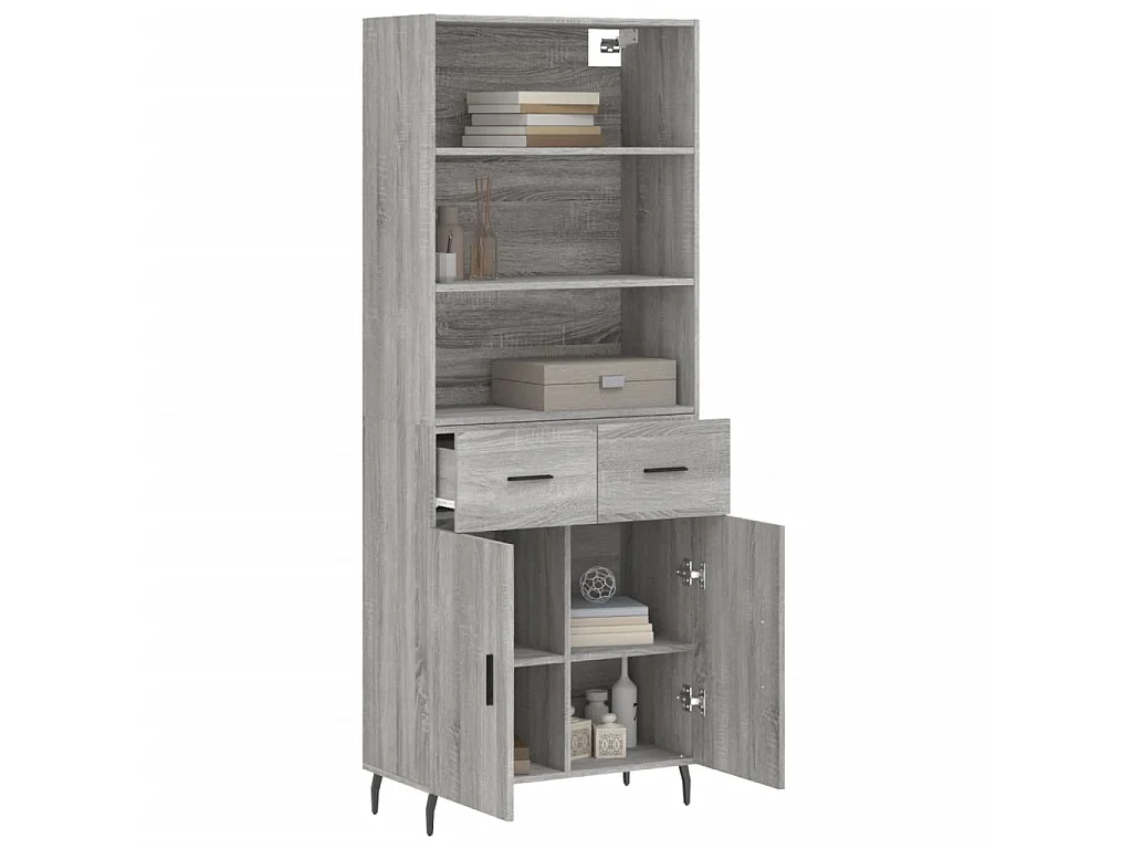 Buffet haut Sonoma gris 69,5x34x180 cm Bois d'ingénierie QWE74177