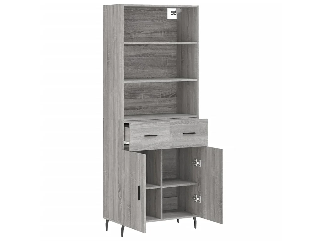Buffet haut Sonoma gris 69,5x34x180 cm Bois d'ingénierie QWE74177