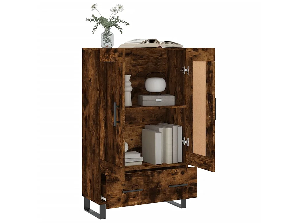 Buffet haut chêne fumé 69,5x31x115 cm bois d'ingénierie QWE81853