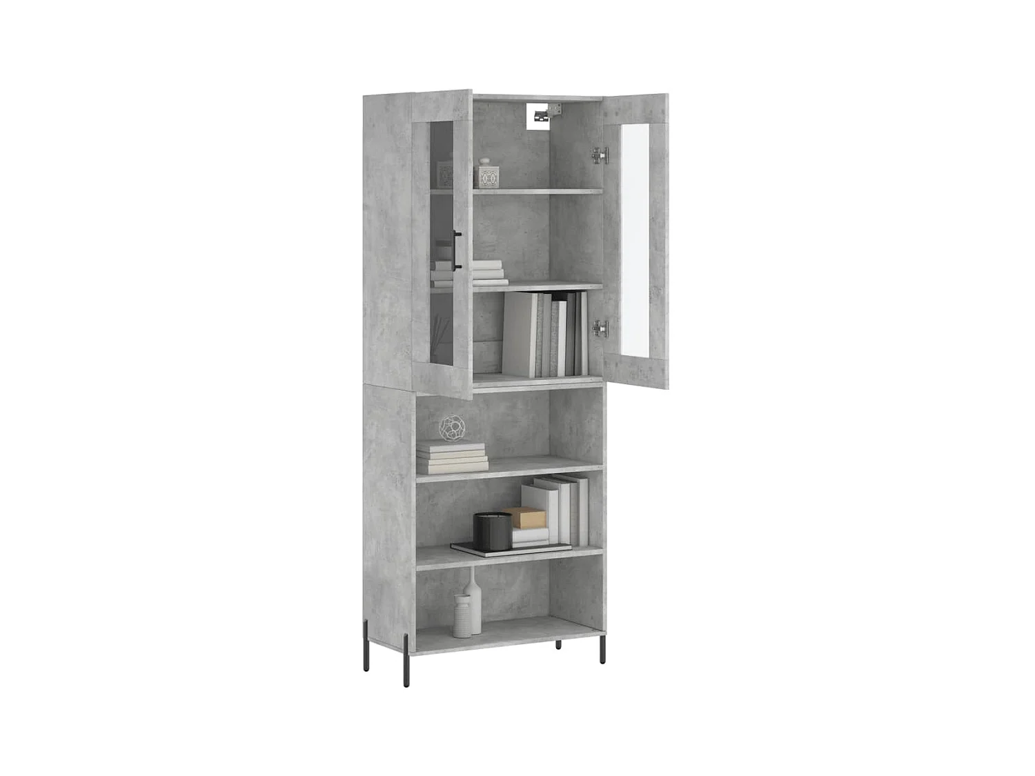 Highboard,Kommode Betongrau 69,5x34x180 cm Holzwerkstoff -gkd465635