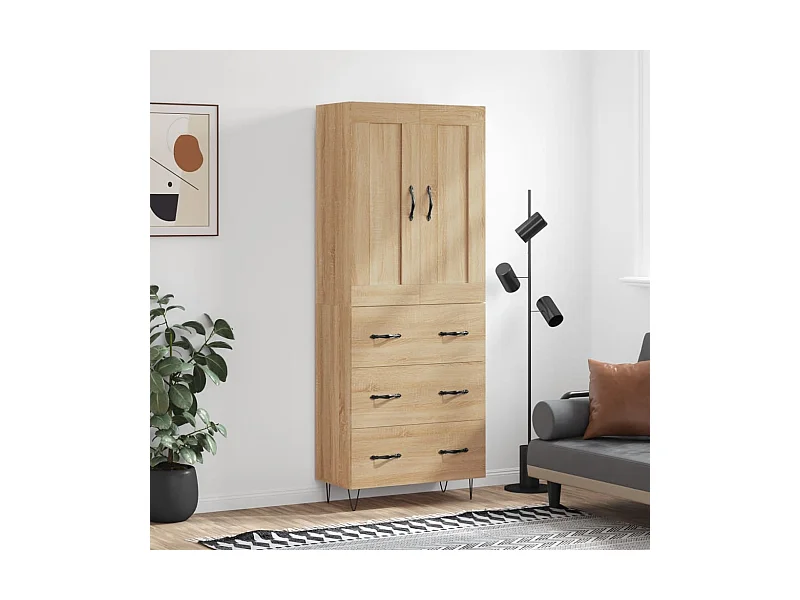 Aparador alto 69,5x34x180 cm derivados de madeira cor sonoma PT639651