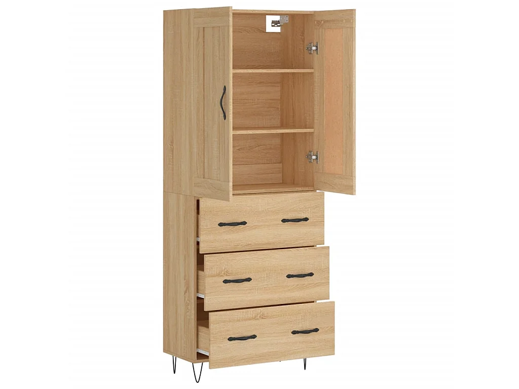 Buffet haut Chêne sonoma 69,5x34x180 cm Bois d'ingénierie QWE65999