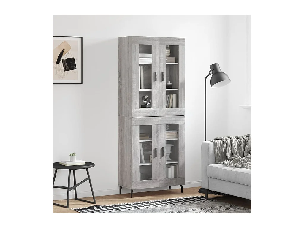 Buffet haut Sonoma gris 69,5x34x180 cm Bois d'ingénierie QWE17364