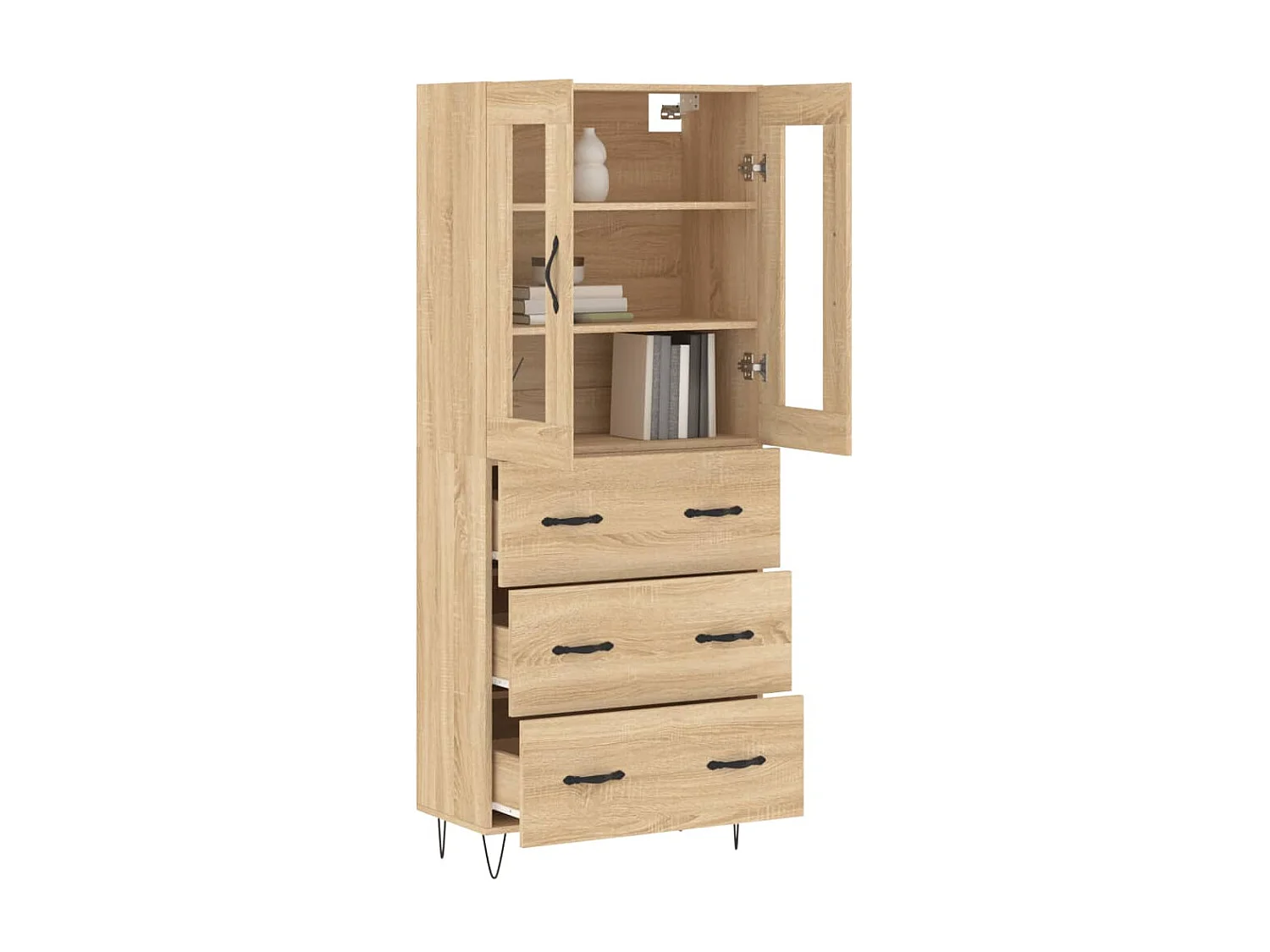 Buffet haut Chêne sonoma 69,5x34x180 cm Bois d'ingénierie QWE77504