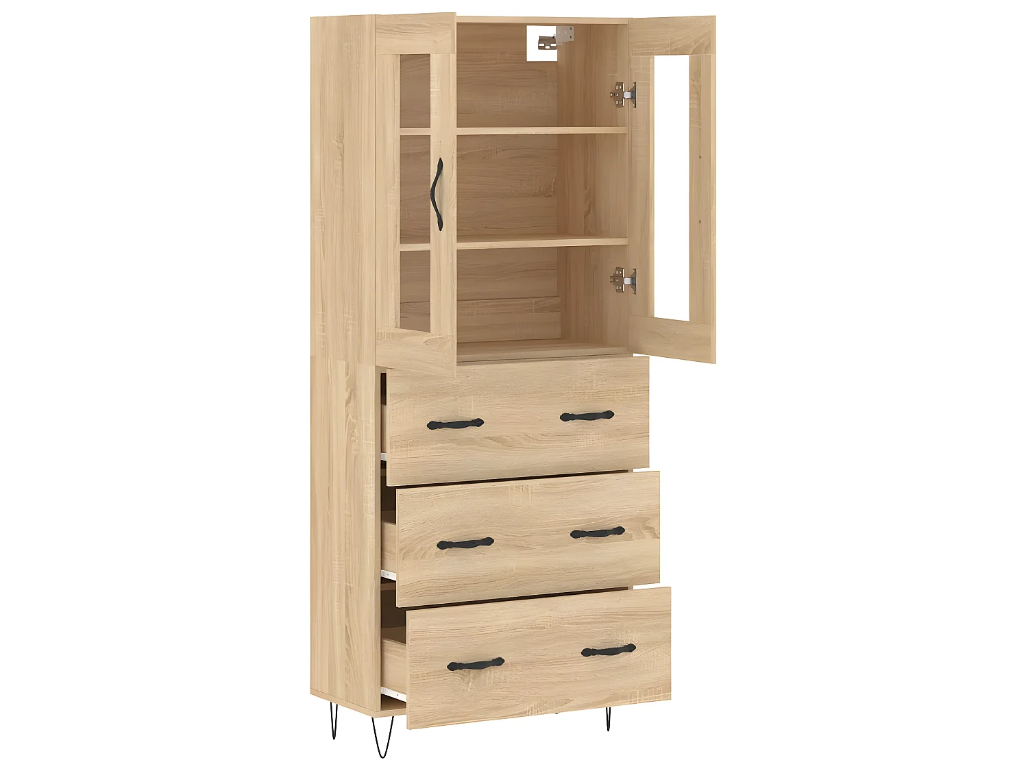 Buffet haut Chêne sonoma 69,5x34x180 cm Bois d'ingénierie QWE77504