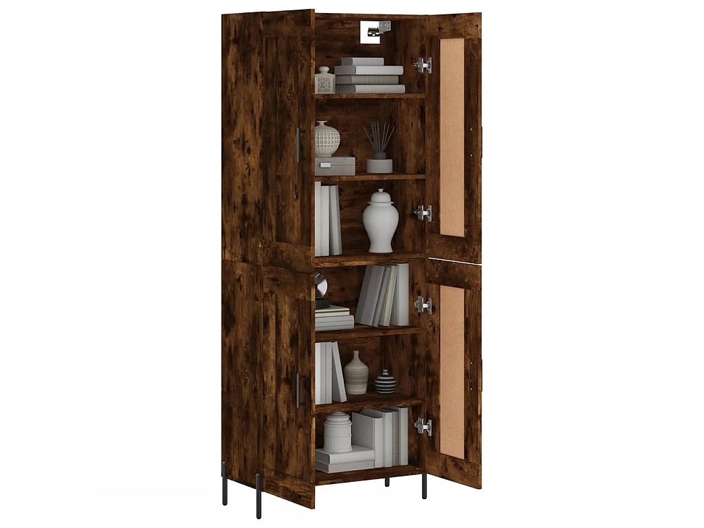 Buffet haut Chêne fumé 69,5x34x180 cm Bois d'ingénierie QWE51460