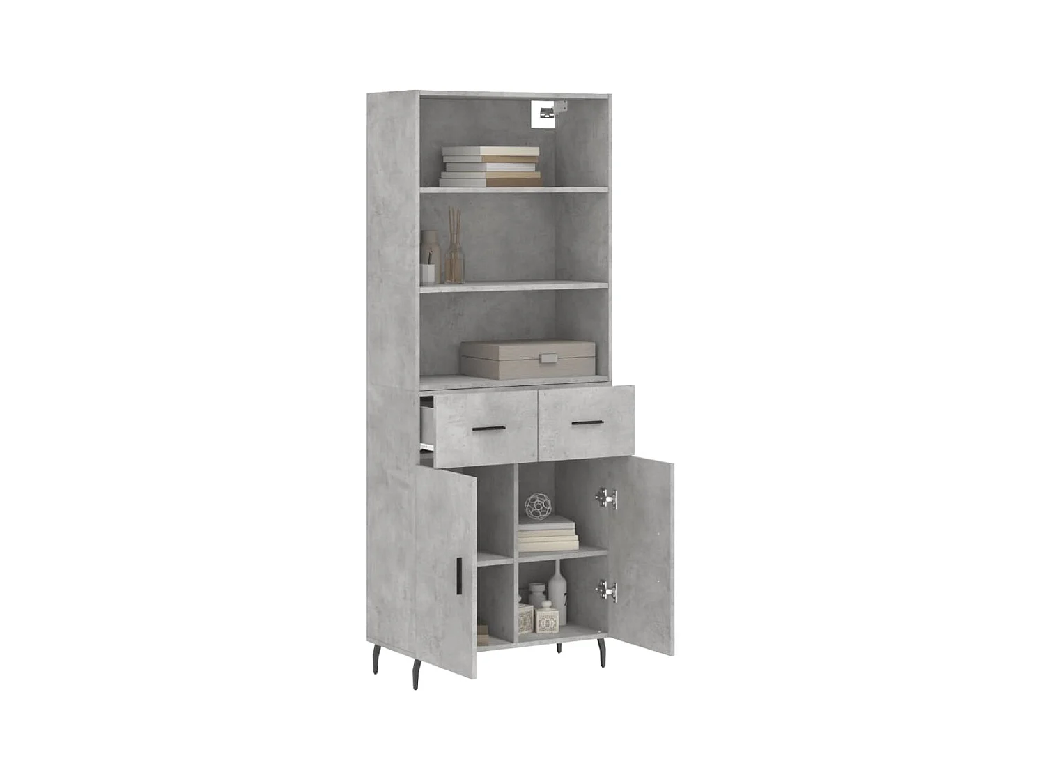 Highboard,Kommode Betongrau 69,5x34x180 cm Holzwerkstoff -gkd164388