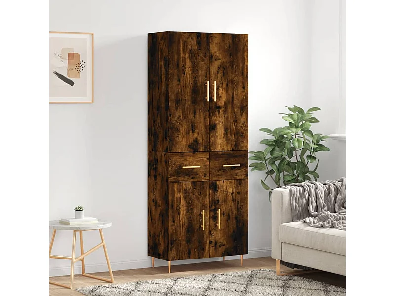 Buffet haut Chêne fumé 69,5x34x180 cm Bois d'ingénierie QWE47452