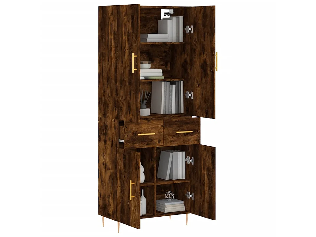 Aparador alto madera contrachapada roble ahumado 69,5x34x180 cm ES40161