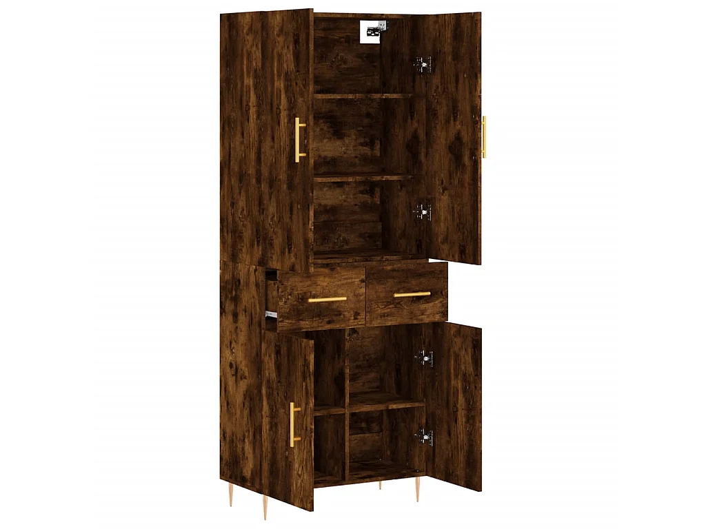 Aparador alto madera contrachapada roble ahumado 69,5x34x180 cm ES40161