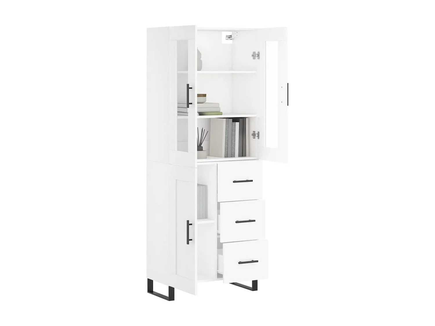 Aparador alto 69,5x34x180 cm derivados de madeira branco PT107150