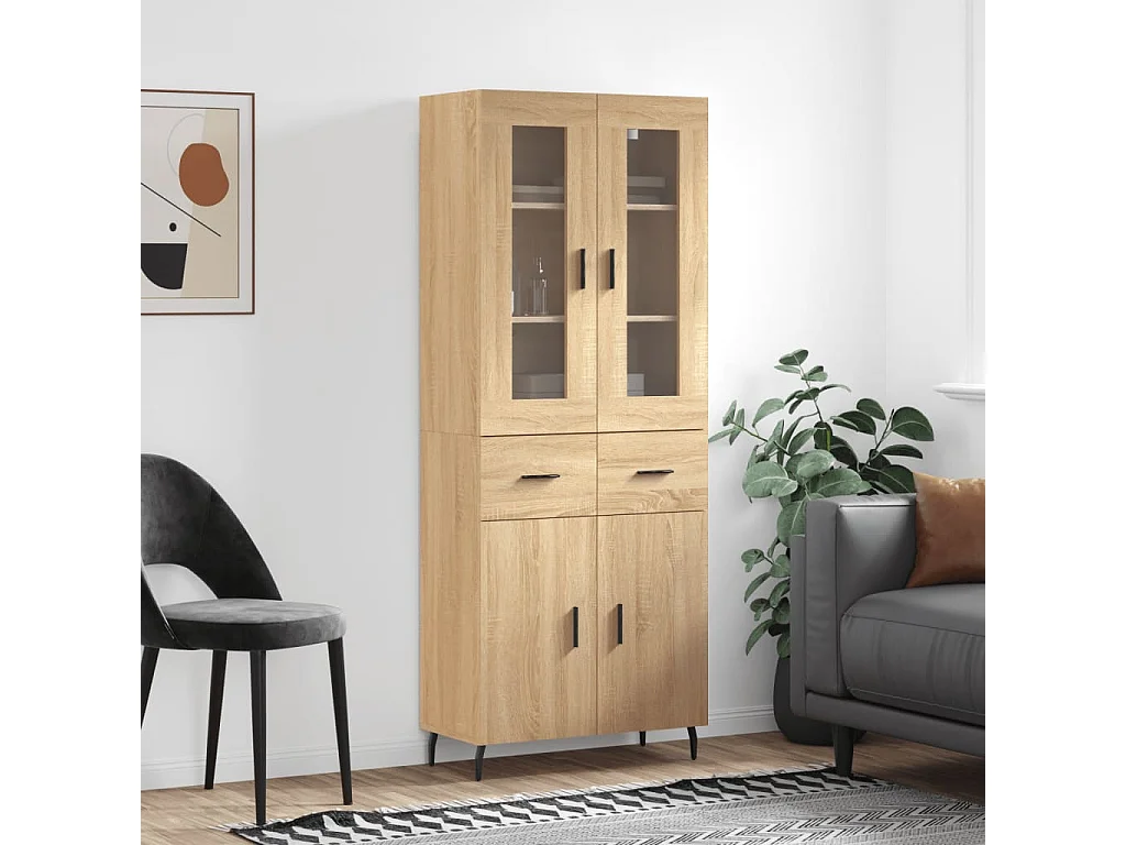 Buffet haut Chêne sonoma 69,5x34x180 cm Bois d'ingénierie QWE30320