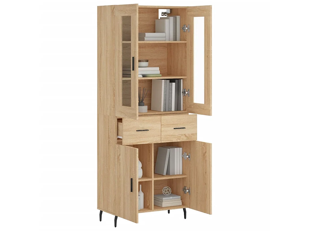 Buffet haut Chêne sonoma 69,5x34x180 cm Bois d'ingénierie QWE30320