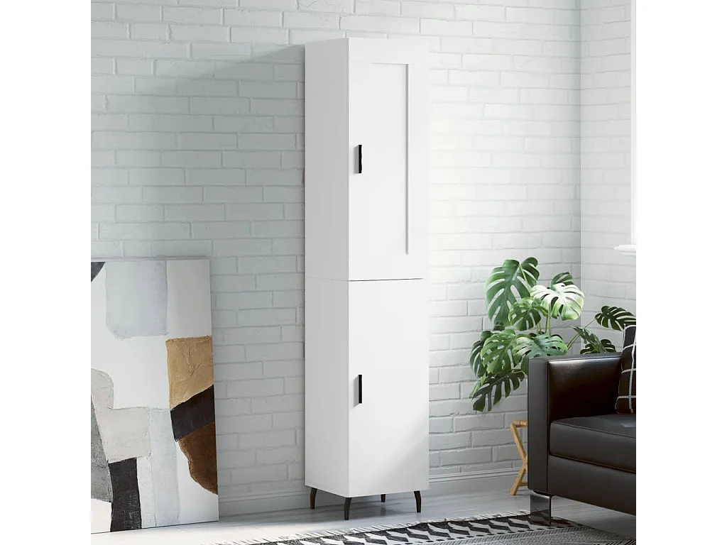 Buffet haut Blanc 34,5x34x180 cm Bois d'ingénierie QWE61702