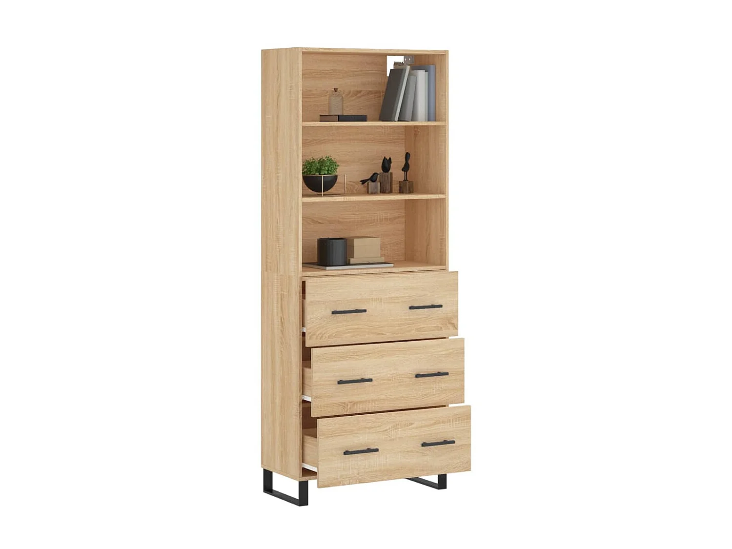 Highboard,Kommode Sonoma-Eiche 69,5x34x180 cm Holzwerkstoff -gkd102652