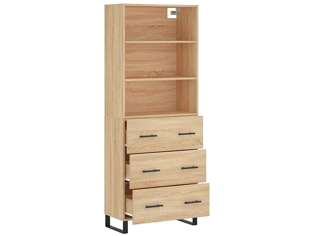 Highboard,Kommode Sonoma-Eiche 69,5x34x180 cm Holzwerkstoff -gkd102652