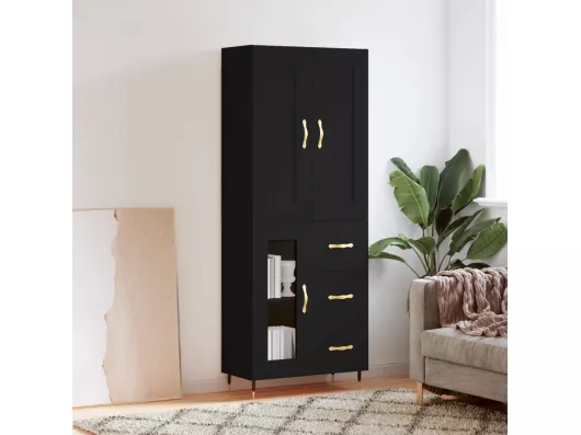 Kauf Unique Highboard,Kommode Schwarz 69,5x34x180 cm Holzwerkstoff -gkd665444