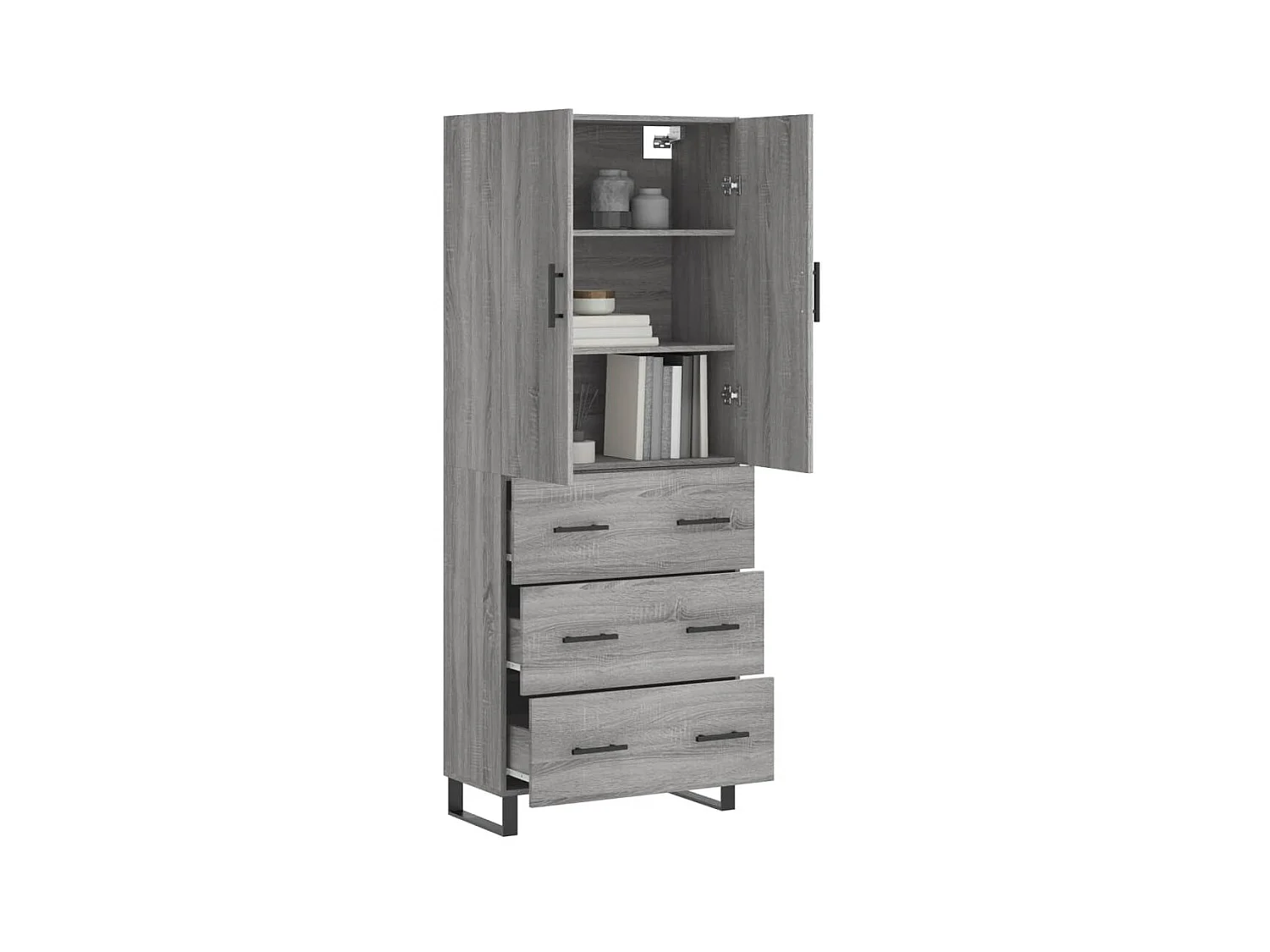 Highboard,Kommode Grau Sonoma 69,5x34x180 cm Holzwerkstoff -gkd752439