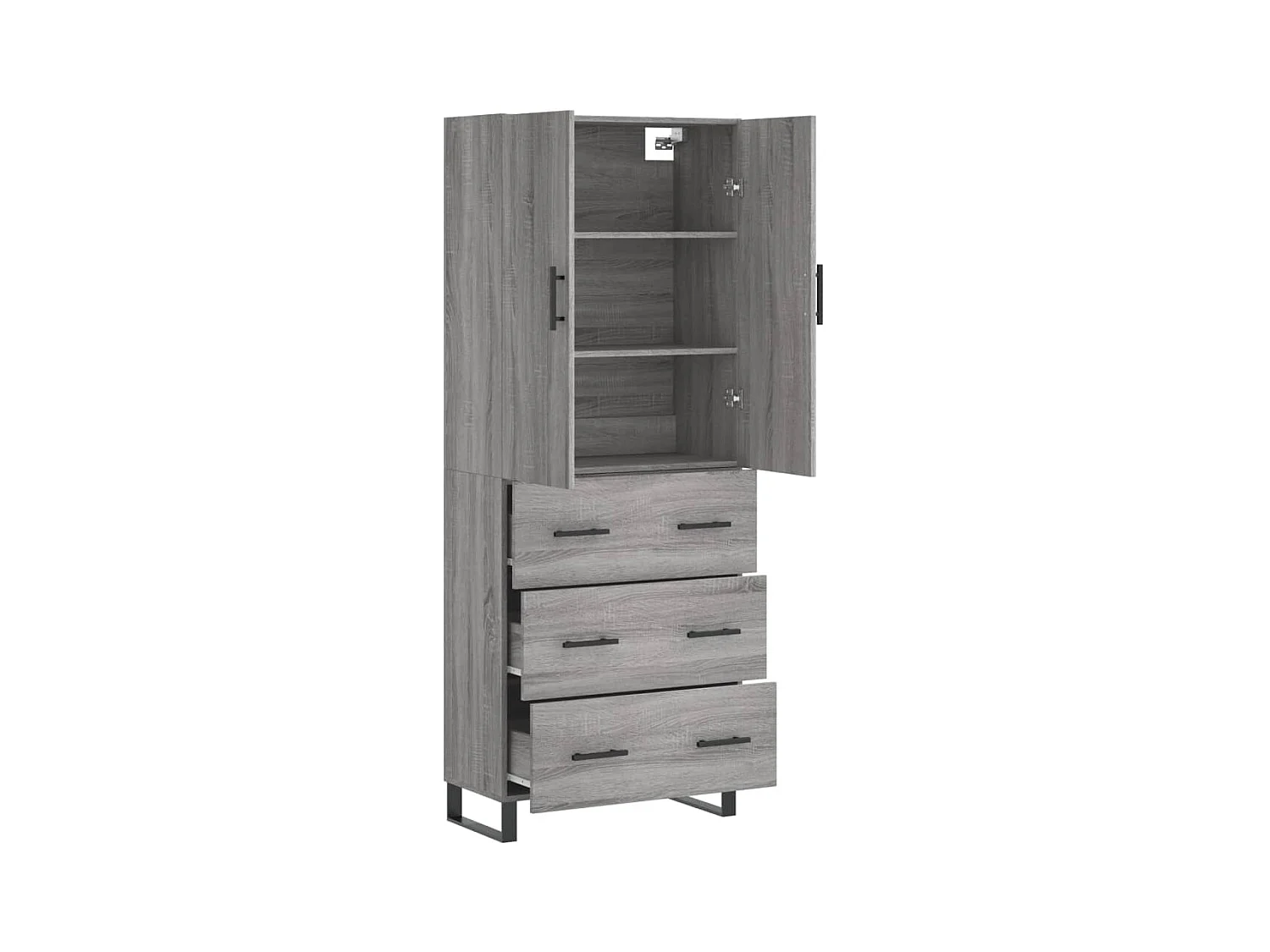 Highboard,Kommode Grau Sonoma 69,5x34x180 cm Holzwerkstoff -gkd752439