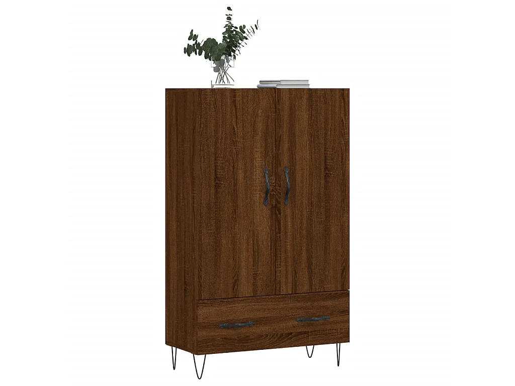 Buffet haut chêne marron 69,5x31x115 cm bois d'ingénierie QWE57776