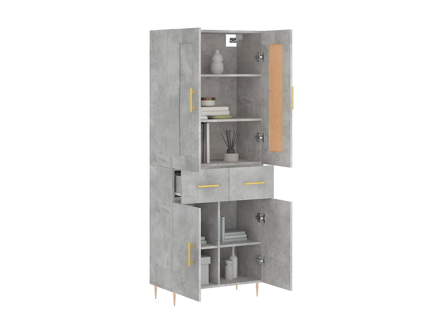 Aparador alto 69,5x34x180 cm derivados de madeira cinza cimento PT460772