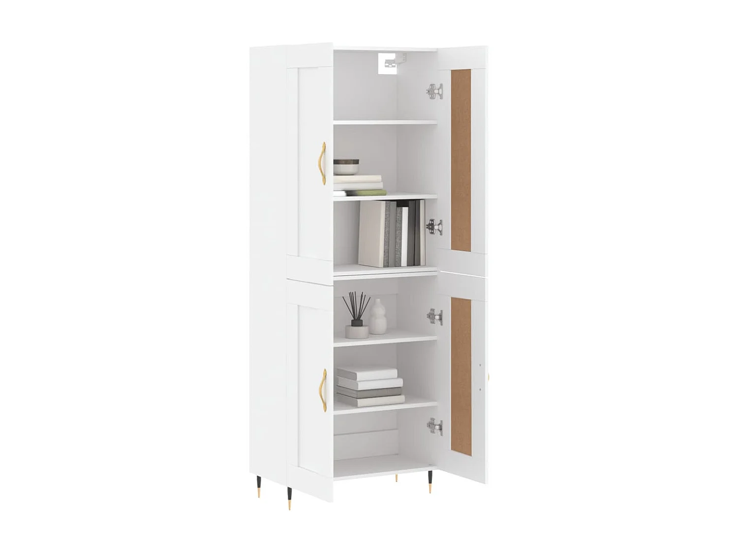 Hoge kast 69,5x34x180 cm bewerkt hout wit NL952711