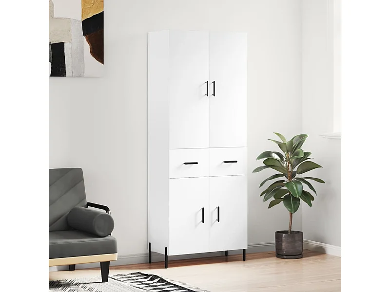 Aparador alto madera contrachapada blanco 69,5x34x180 cm ES99621