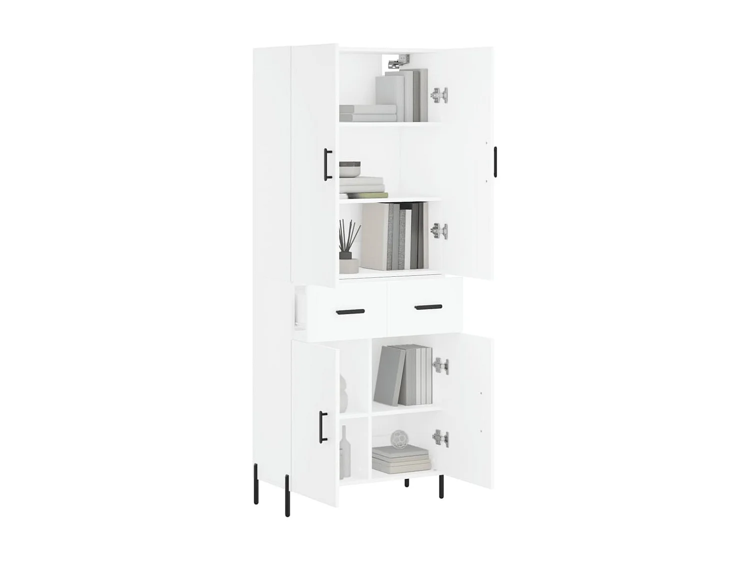 Aparador alto madera contrachapada blanco 69,5x34x180 cm ES99621