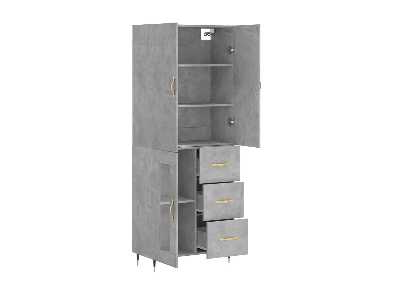 Highboard,Kommode Betongrau 69,5x34x180 cm Holzwerkstoff -gkd28676
