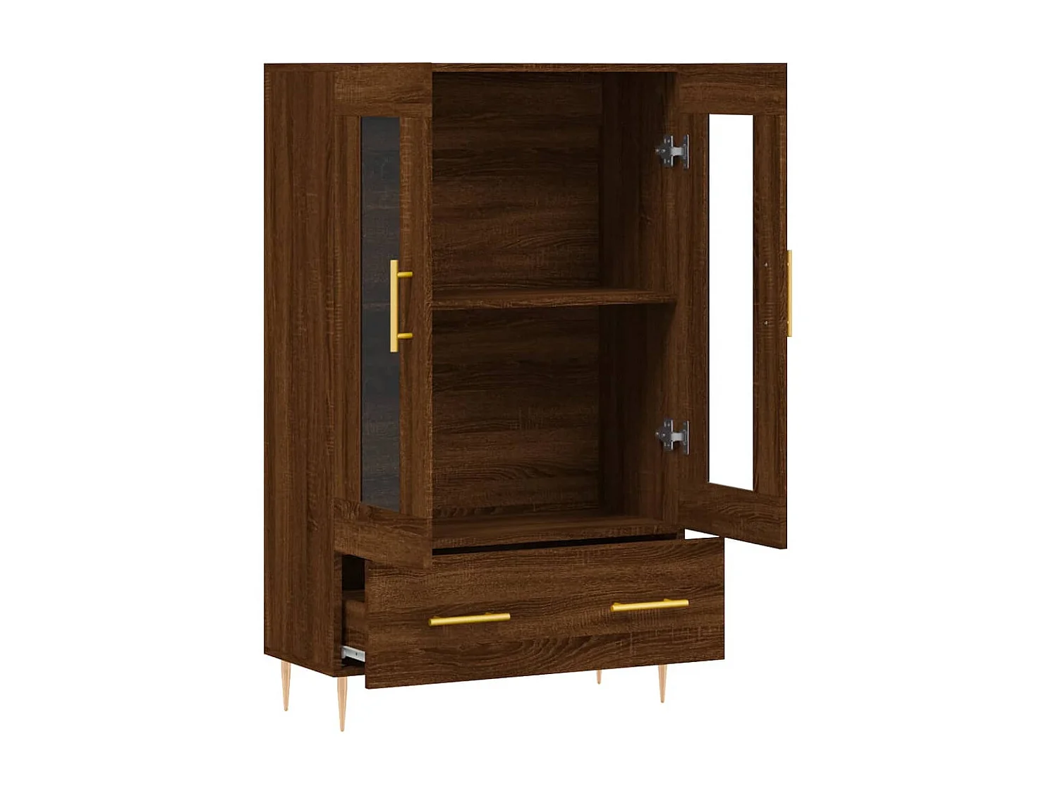 Buffet haut chêne marron 69,5x31x115 cm bois d'ingénierie QWE72786